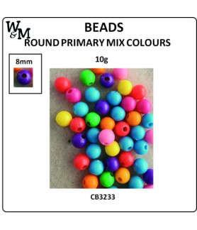 W&M Beads Round PRIMARY MIX 8mm 10g