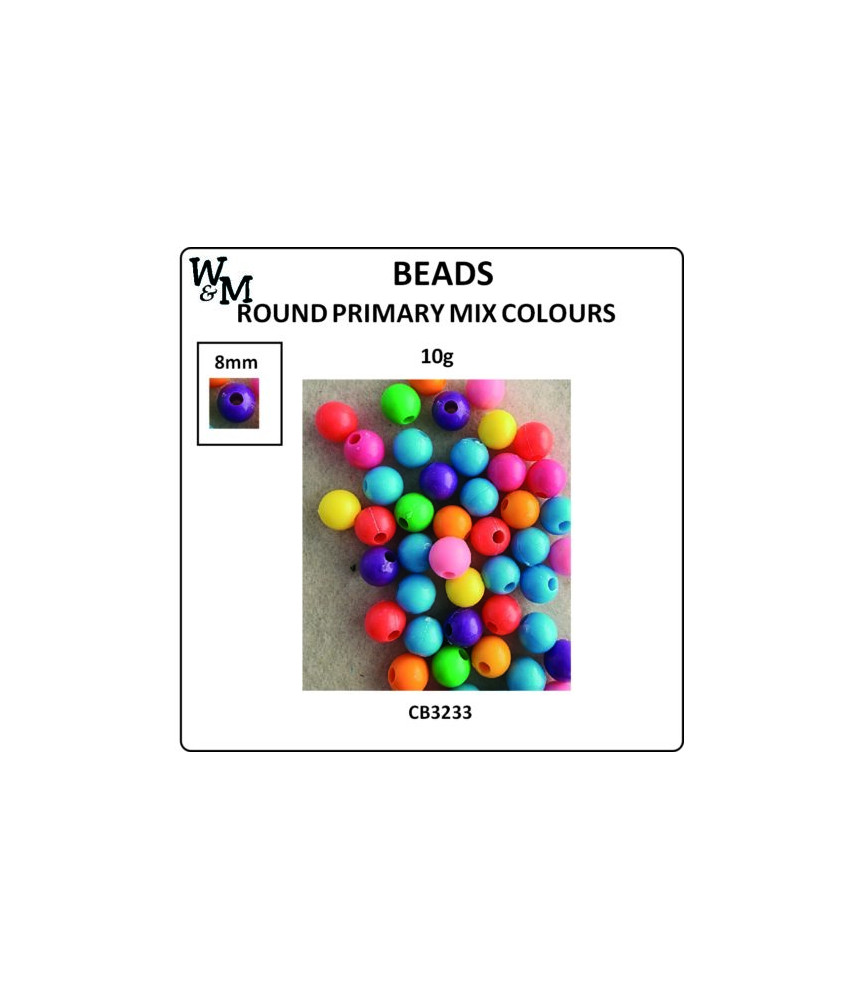 W&M Beads Round PRIMARY MIX 8mm 10g