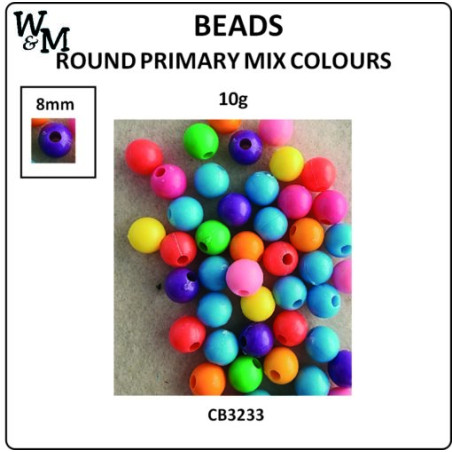 W&M Beads Round PRIMARY MIX 8mm 10g