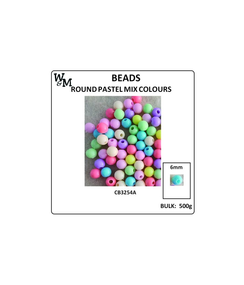 W&M Beads Round PRIMARY MIX 8mm 10g