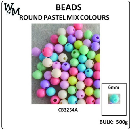 W&M Beads Round PRIMARY MIX 8mm 10g