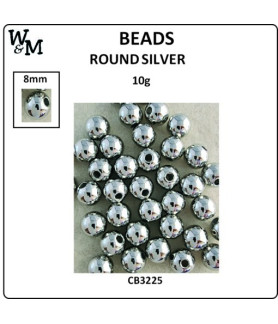 W&M Beads Round SILVER 8mm 10g