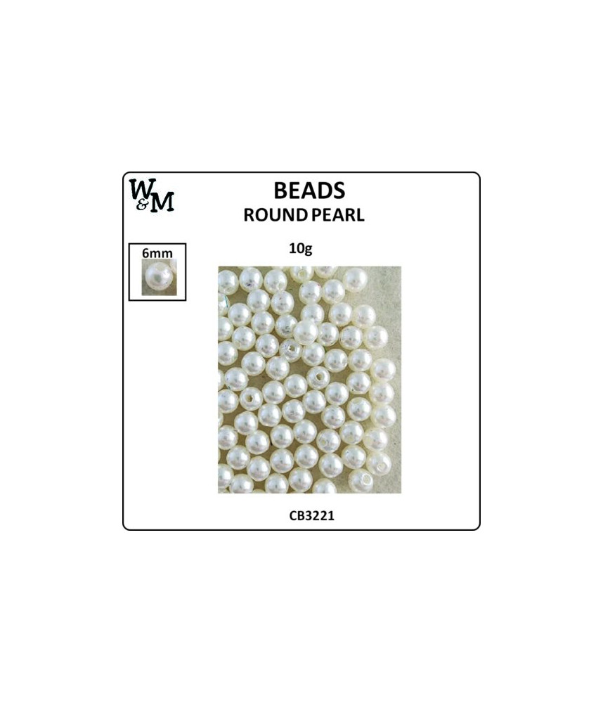 W&M Beads Round PEARL 6mm 10g