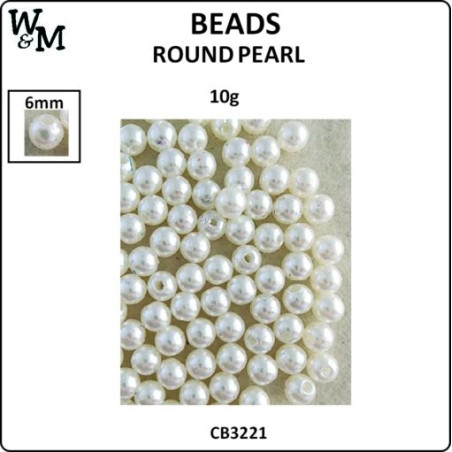 W&M Beads Round PEARL 6mm 10g