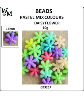 W&M Beads DAISY FLOWER PASTEL MIX 14mm 10g