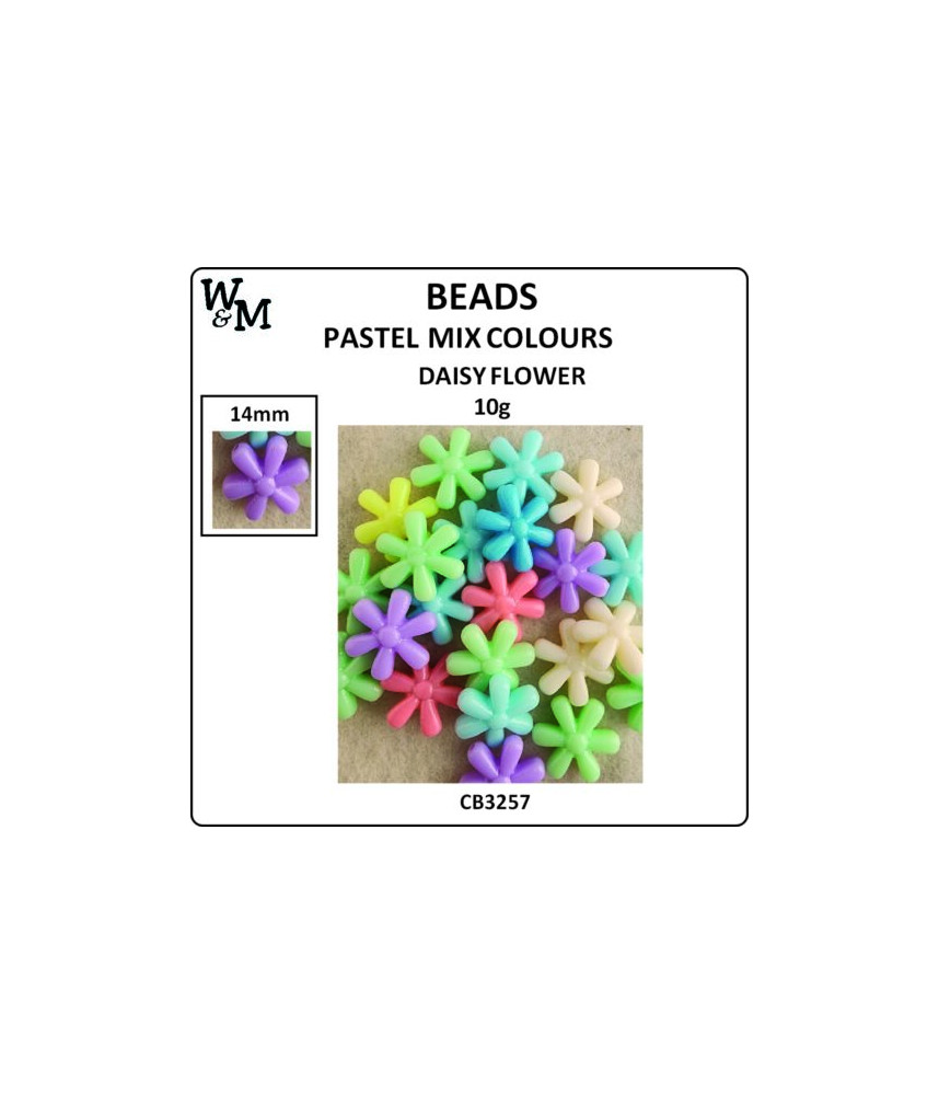 W&M Beads DAISY FLOWER PASTEL MIX 14mm 10g