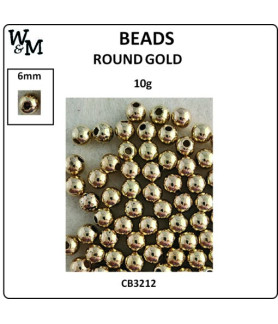 W&M Beads Round GOLD 6mm 10g