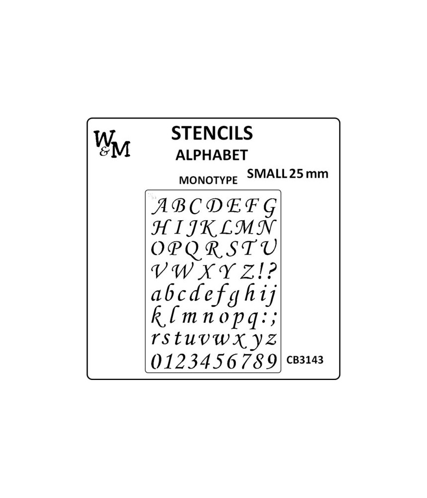 W&M Stencil Alphabet MONOTYPE SMALL 25mm