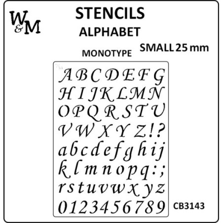 W&M Stencil Alphabet MONOTYPE SMALL 25mm