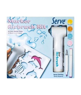 Serve Marker Airbrush Kit - 12 Felt-Tip Pens