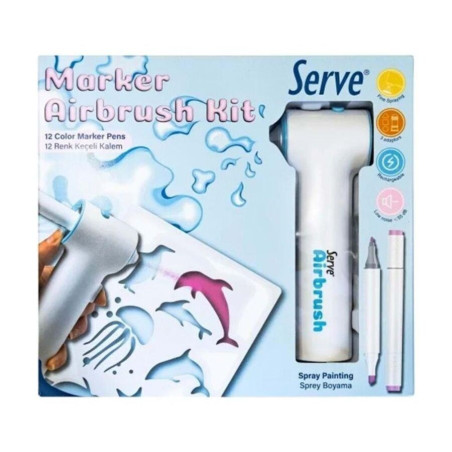 Serve Marker Airbrush Kit - 12 Felt-Tip Pens