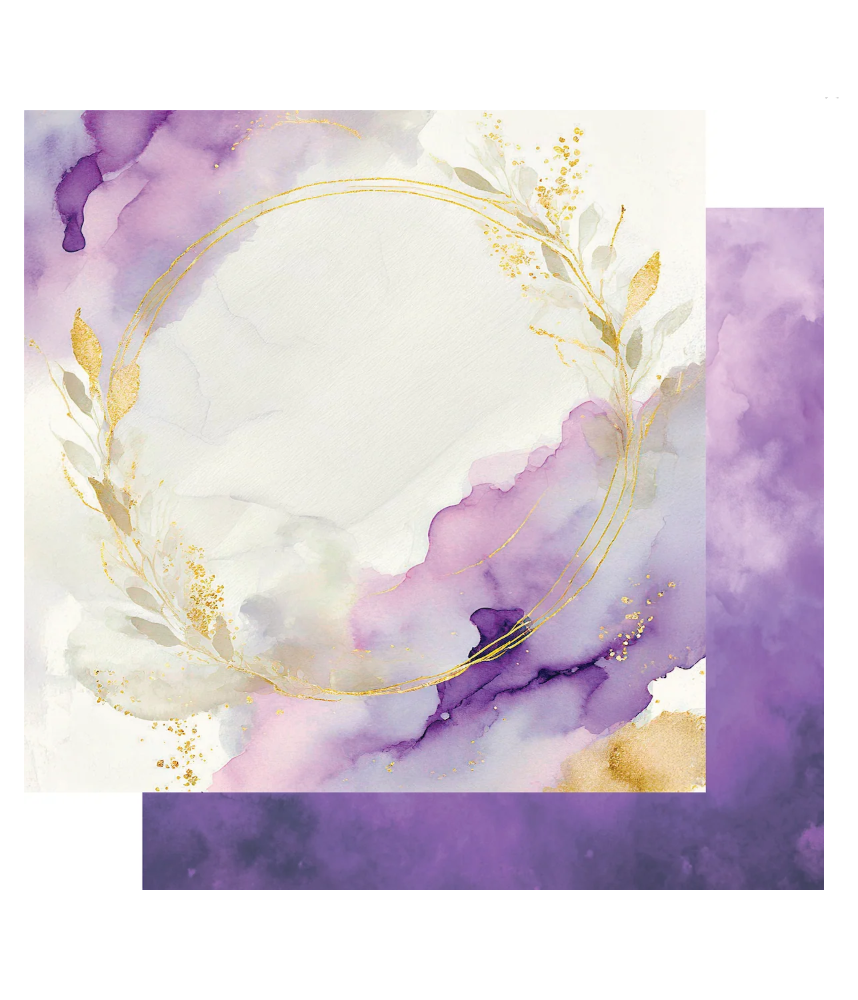 Uniquely Creative UltraViolet Delight 12 x 12 Scrapbook Paper - Gold & Amethyst