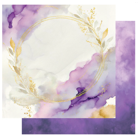 Uniquely Creative UltraViolet Delight 12 x 12 Scrapbook Paper - Gold & Amethyst