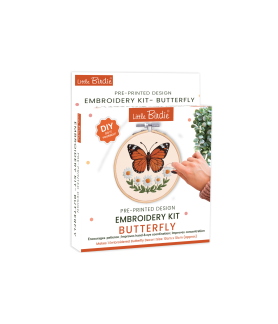Little Birdie Embroidery Kit Pre-Printed Design - Butterfly
