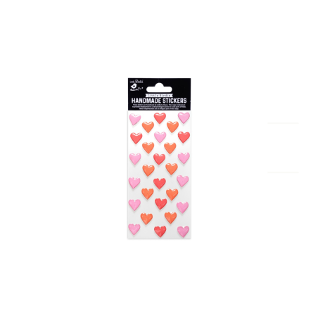 Little Birdie Self-Adhesive Handmade Resin Stickers - Rosy Red Hearts 2pc