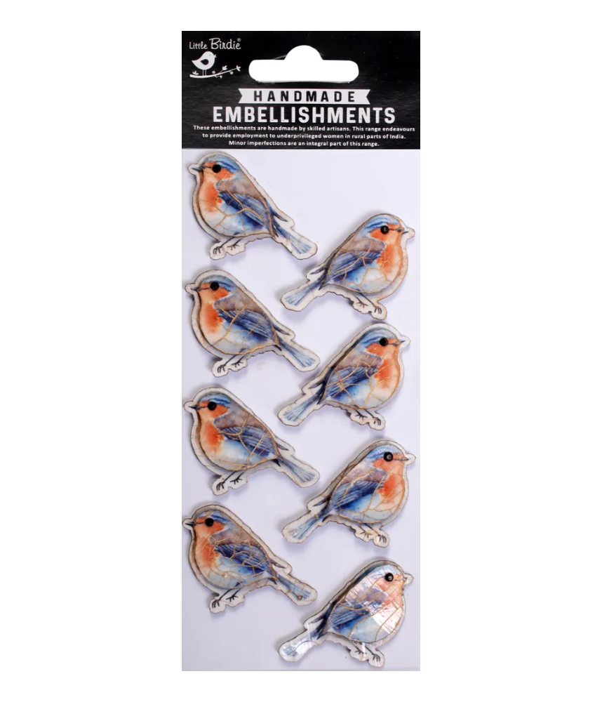 Little Birdie Handmade Sticker 3D Country Rob Aqua Blue
