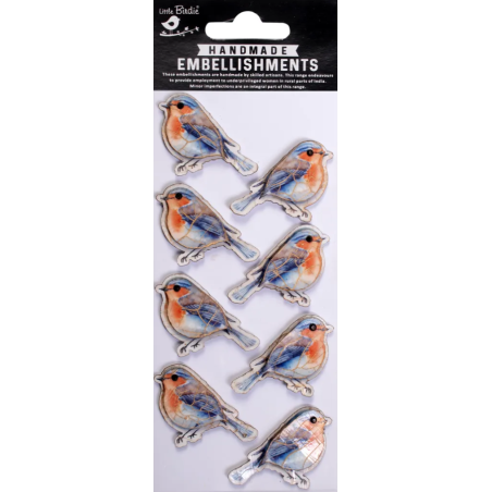 Little Birdie Handmade Sticker 3D Country Rob Aqua Blue