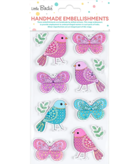 Little Birdie Self-adhesive Handmade Foil Stickers - Pretty Wings