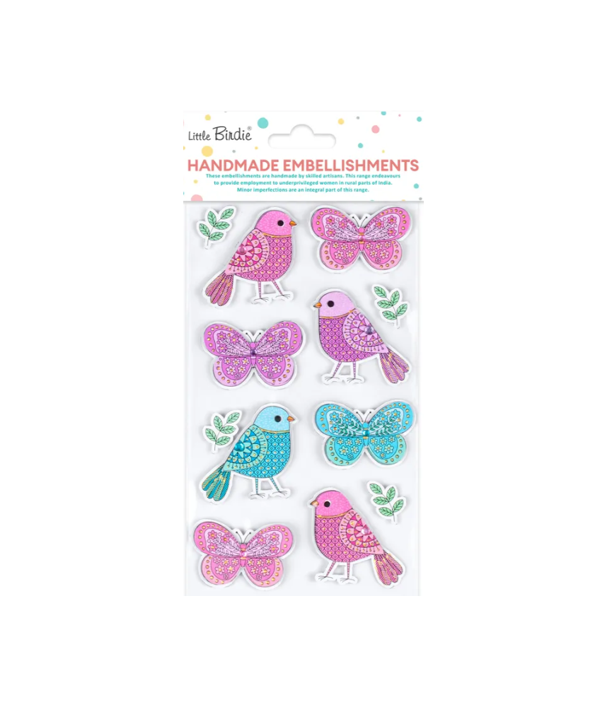Little Birdie Self-adhesive Handmade Foil Stickers - Pretty Wings