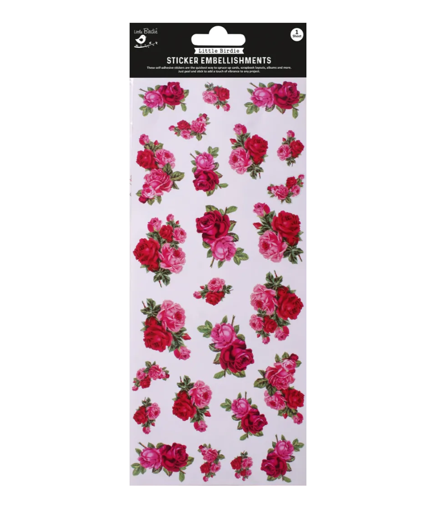 Little Birdie Peel Off Sticker - Rose Bouquet 5 x 12 inch
