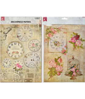 Little Birdie - Decoupage Papers A4 - Timeless Beauty 2Design 4Sheets
