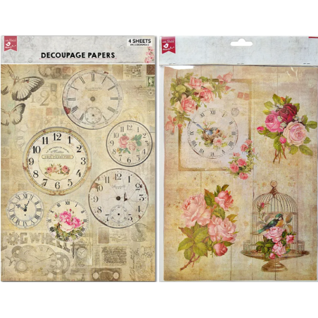 Little Birdie - Decoupage Papers A4 - Timeless Beauty 2Design 4Sheets