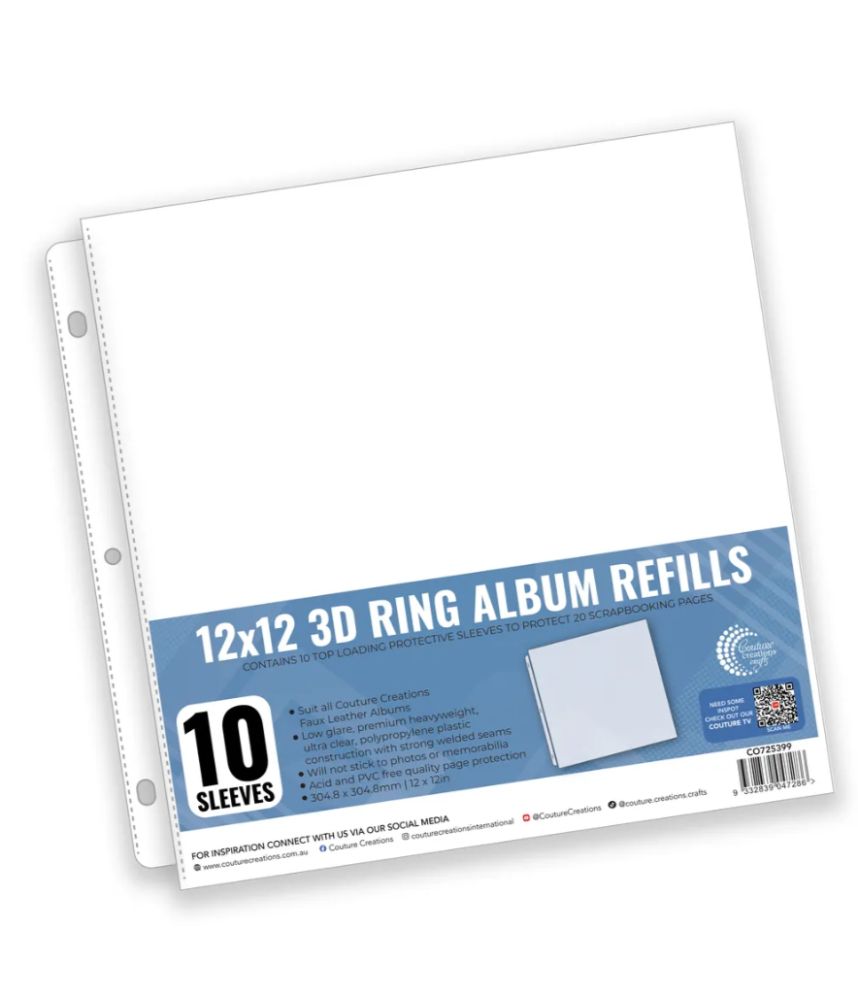 Couture Creations 12 X 12 Album Refill Sleeves - D-Ring and Postbound 10pcs