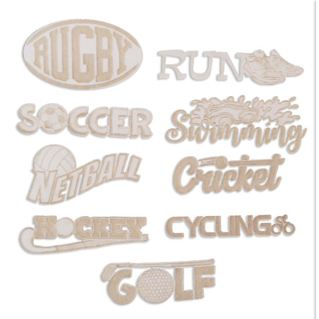 Scrap Collections Chipboard - Sport Titles 9pcs