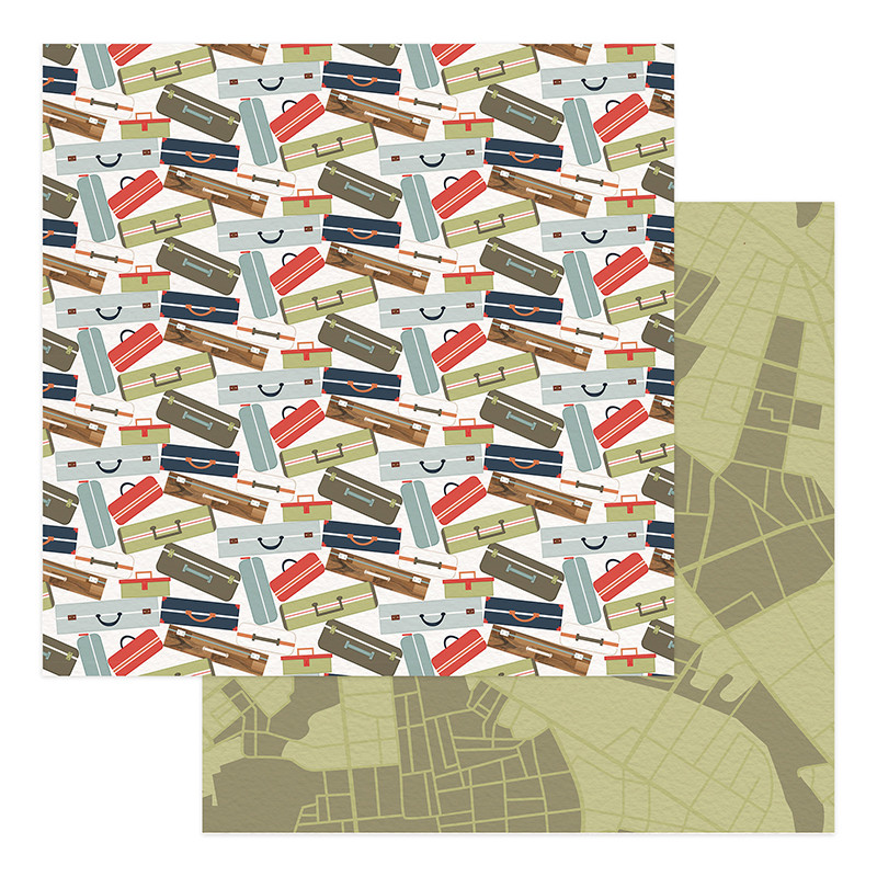 PhotoPlay  12 X 12 Scrapbook Paper- Bags Are Packed
