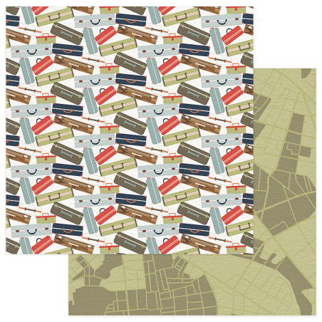 PhotoPlay  12 X 12 Scrapbook Paper- Bags Are Packed