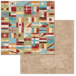 BoBunny World Traveler 12 x 12 Scrapbook Paper - Traveler