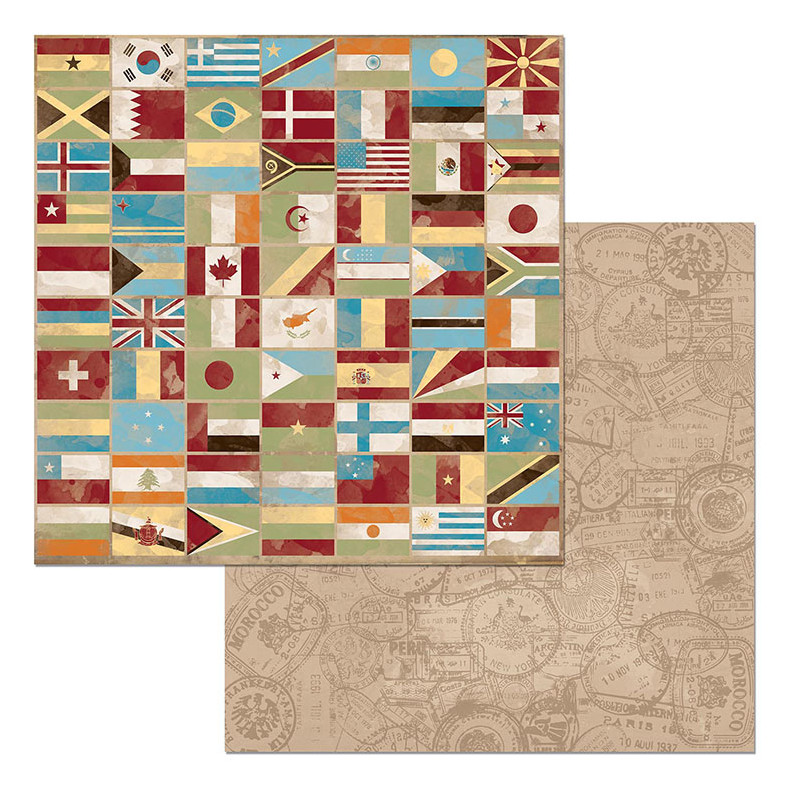 BoBunny World Traveler 12 x 12 Scrapbook Paper - Traveler