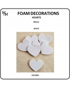 W&M Foam Hearts White 50mm