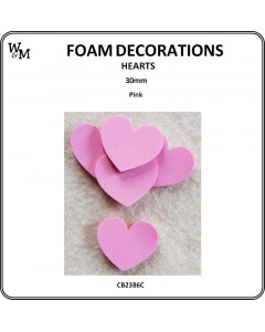 W&M Foam Hearts Pink 30mm