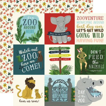 Echo Park Animal Safari Paper - 4 x 4 Journaling Cards