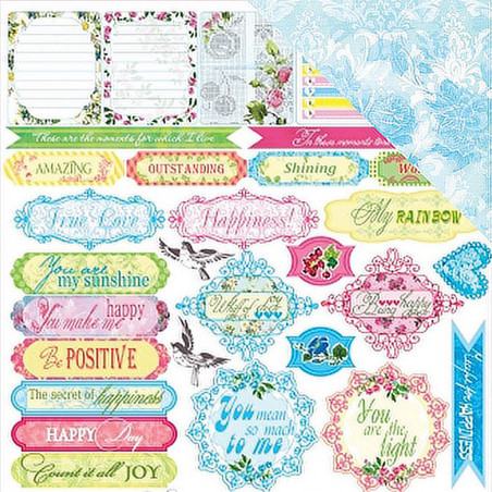 Scrapberry's Floral Embroidery 12 X 12 Scrapbook Paper- Fancy Cloth