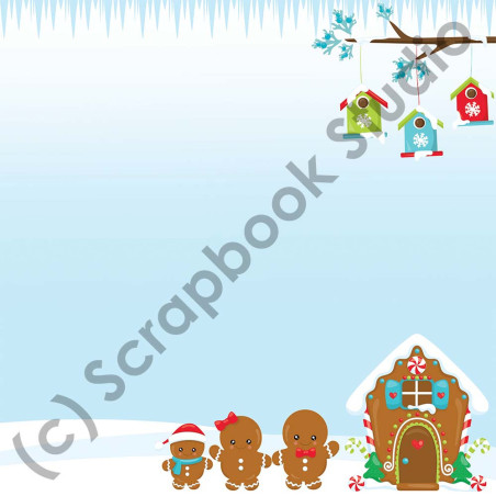 Scrapbook Studio Just Because It's Christmas Paper - Gingerbread Family