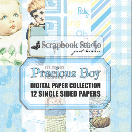 Scrapbook Studio Just Because Precious Boy Paper Collection Digital Download