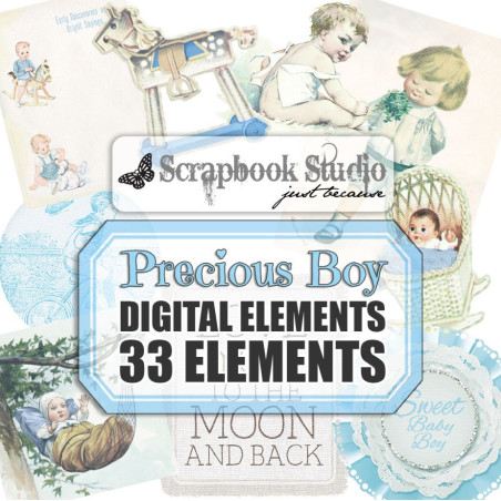 Scrapbook Studio Just Because Precious Boy Elements Digital Download