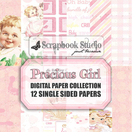 Scrapbook Studio Just Because Precious Girl Paper Collection Digital Download