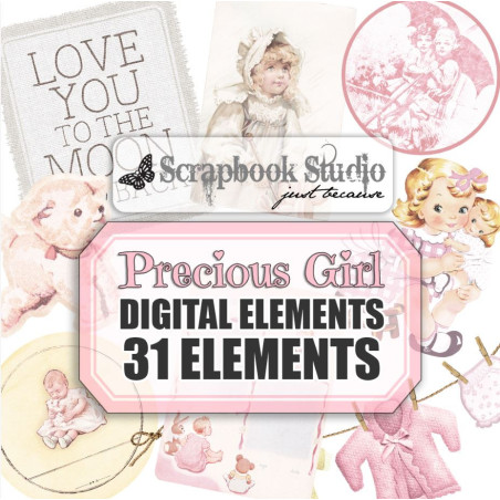 Scrapbook Studio Just Because Precious Girl Elements Digital Download