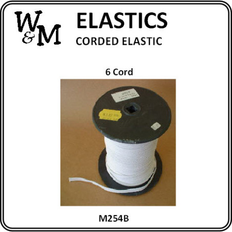 W&M 6mm corded Nylon Elastic White (10m)
