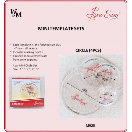 Sew Easy Mini Hearts Template Set 4 Sizes 1 to 3in